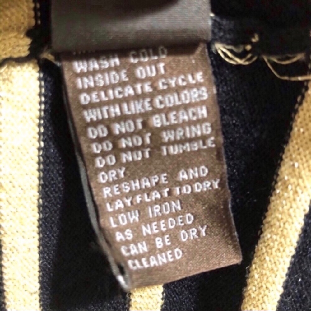 J McLaughlin Metallic Gold Stripe Sweater Black Size Medium Long Sleeve - Picture 7 of 8